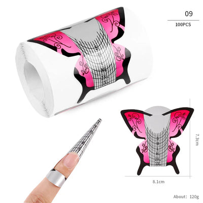 100pcs Nail Extension Guide Stickers French Nails Form Shaper Beginner DIY Acrylic/UV Gel/Poly Acrylic Gel Manicure Extension&*&