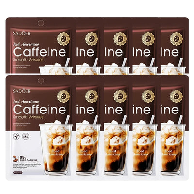 5/10pcs SADOER Caffeine Face Mask Moisturizing Anti-aging Hydrating Anti Wrinkles Facial Masks Face Sheet Mask Skin Care
