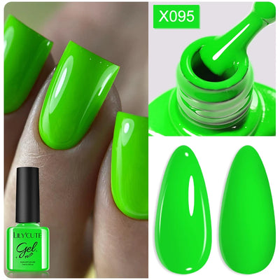 LILYCUTE 7ml Fluorescent Crackle Gel Nail Polish Summer Neon Red Green Vernis Semi Permanent UV Gel Nail Art Manicure For Nails