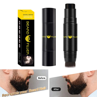 Men Beard Filling Stamp Beard Pencil Filler Waterproof Moustache Pen Beard Brush Enhancer Moustache Coloring Shaping Sweatproof