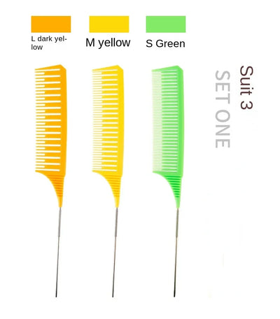 3pcs Hairbrush Hair Styling Combs Tailed Comb Set Coloring Dyeing Comb Salon Tool Sectioning Highlighting Weaving Cutting Comb