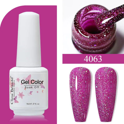 Clou Beaute 8ml Gel Polish Colorful Glitter UV Nail Gel Vernis Semi Permanent Glass Bottle Blue Green White Soak Off Gel Nail