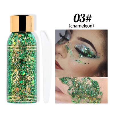 With Smear Spoon Multifunctional Eye Glitter Nail Hair Body Face Glitter Gel Art Flash Loose Sequins Cream Festival Glitter Deco