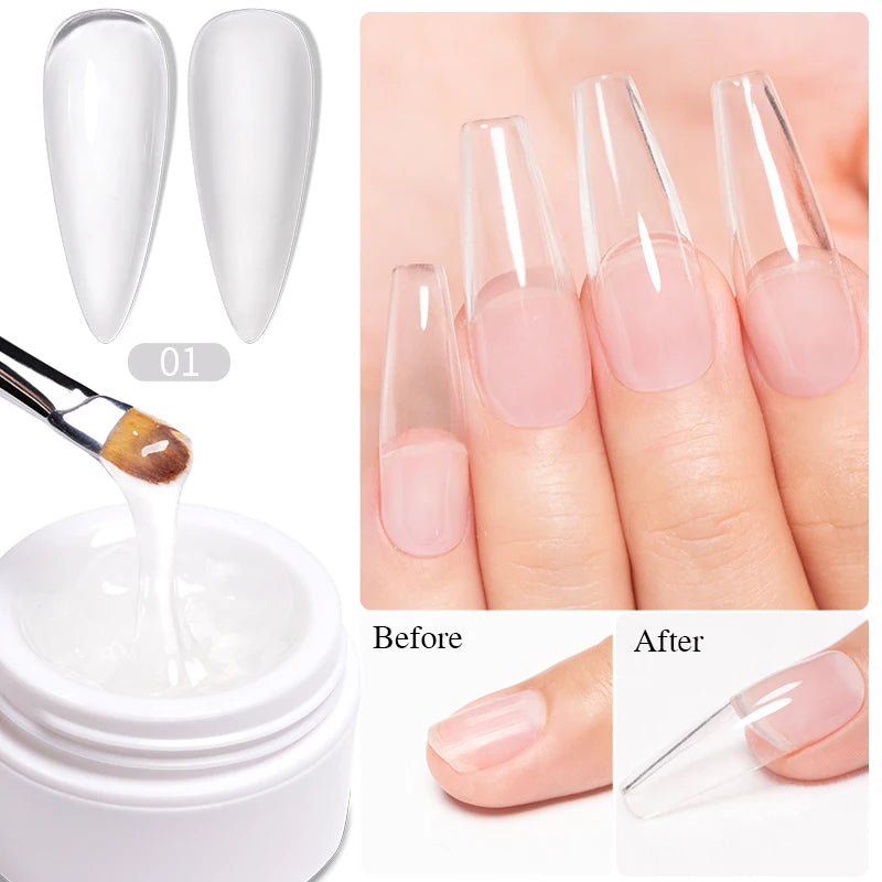 30g Dopamine Sequin Flexible 3D Gel Non Stick Hand Solid Extension Nail Gel Nude Pink White Extension Gel Rhinestone Glue Gel