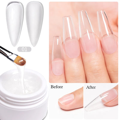 30g Dopamine Sequin Flexible 3D Gel Non Stick Hand Solid Extension Nail Gel Nude Pink White Extension Gel Rhinestone Glue Gel