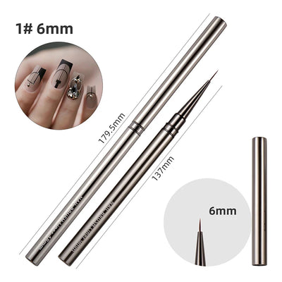 BORN PRETTY Nail Liner Brush DIY Drawing Painting Flower Line Stripes Pen Metal Handle UV Gel Nail Art Brushes Manicure Tool