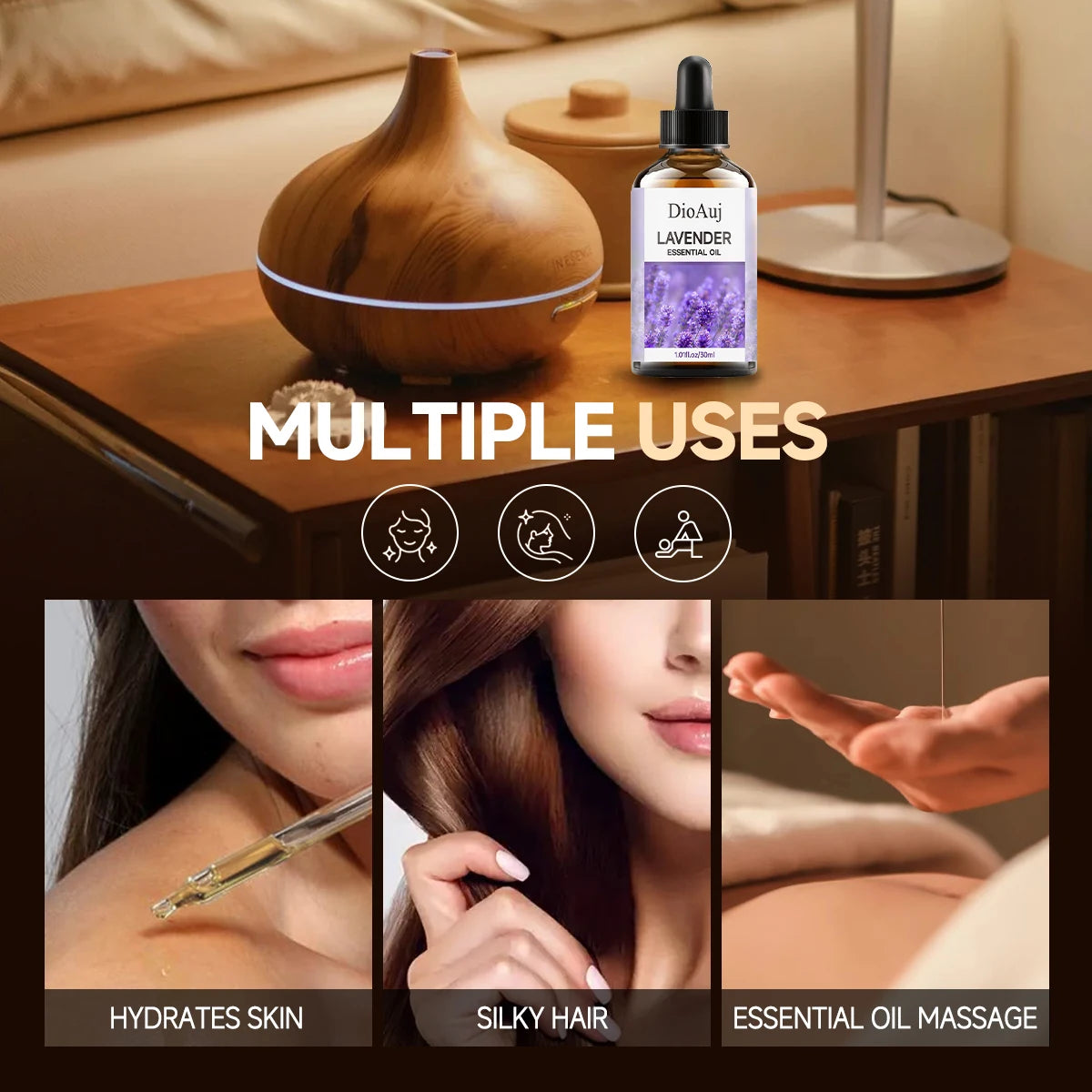 30ml/1.01fl.oz  LAVENDER Essential Oil  for Humidifier, Facial, Skin Care, Aromatherapy, Hair Care, Scalp and Body Massage