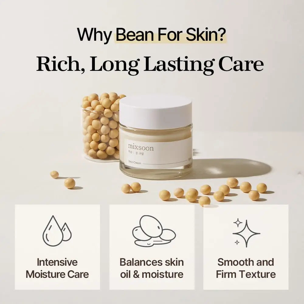 mixsoon Bean Cream - Intense Moisturizing Cream for Smooth and Nourished Skin, Pores and Sebum Care - Korean Glass Skin Care