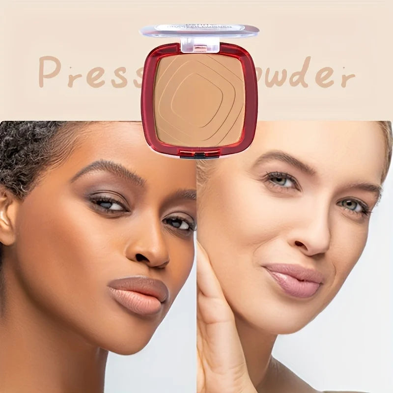 Full Coverage Pressed Powder Foundation With Puff Applicator, 24H Wear Matte Control Oil  Foundation Long Lasting Face Makeup