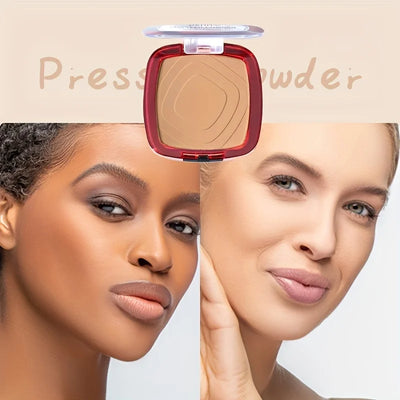 Full Coverage Pressed Powder Foundation With Puff Applicator, 24H Wear Matte Control Oil  Foundation Long Lasting Face Makeup