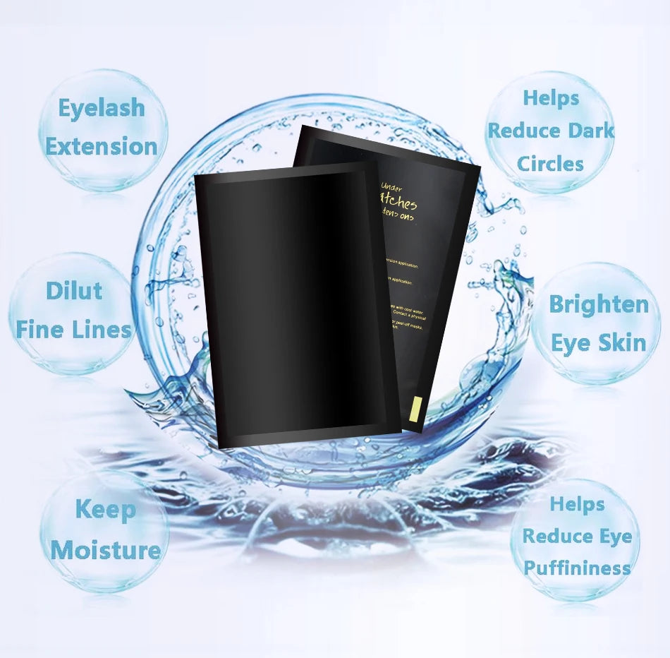 50pairs Padding UV Black Patches Eyelash Extension Eye Gel Patches Hydrogel Patch Eyelashes Makeup Stickers