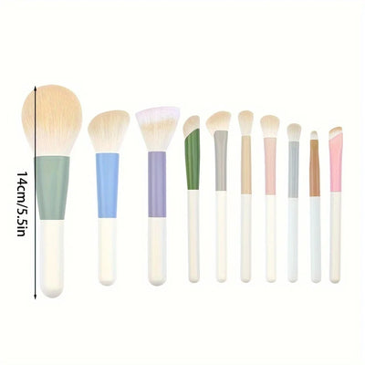 10 Mini Portable Makeup Brush Set Full Set of Eye Shadow Brushes Mini Soft Hair Makeup Travel Suit ﻿