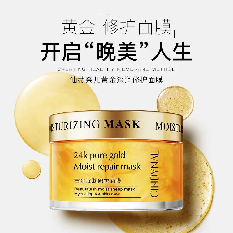 24K Gold Sleeping Mask Moisturizing Shrinkage Pore Skin Care Hyaluronic acid Gel Anti-Aging Oil-control Whitening Night Mask