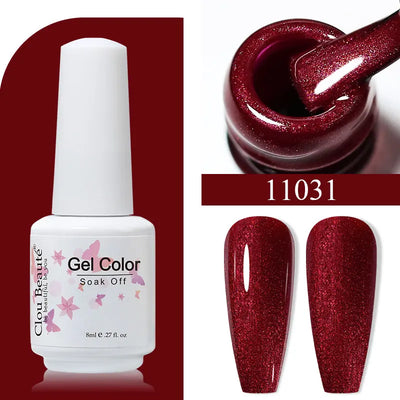 Clou Beaute 8ml Gel Polish Colorful Glitter UV Nail Gel Vernis Semi Permanent Glass Bottle Blue Green White Soak Off Gel Nail