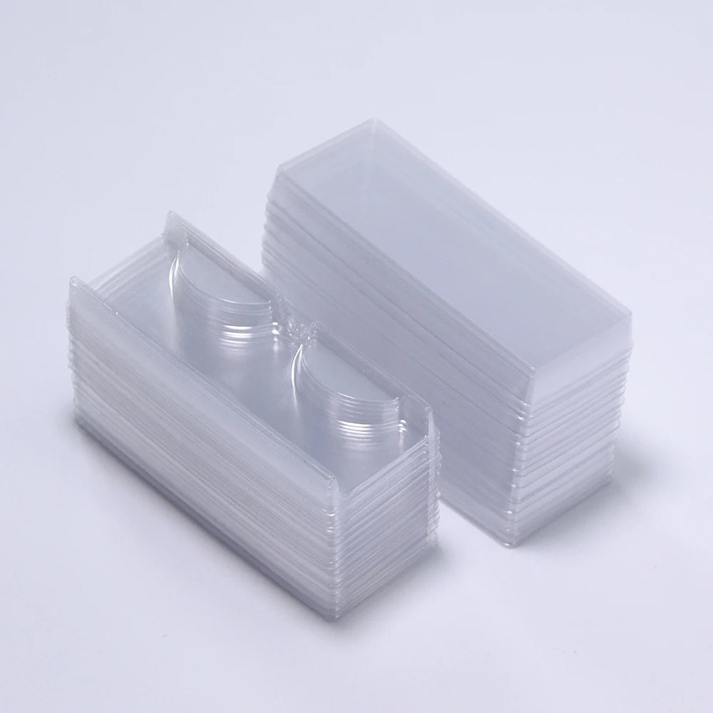 ANNAFRIS 50pcs Eyelashes Packaging Box False Lash Plastic Tray Holder Empty Storage Cover Mink Eyelash Display Box