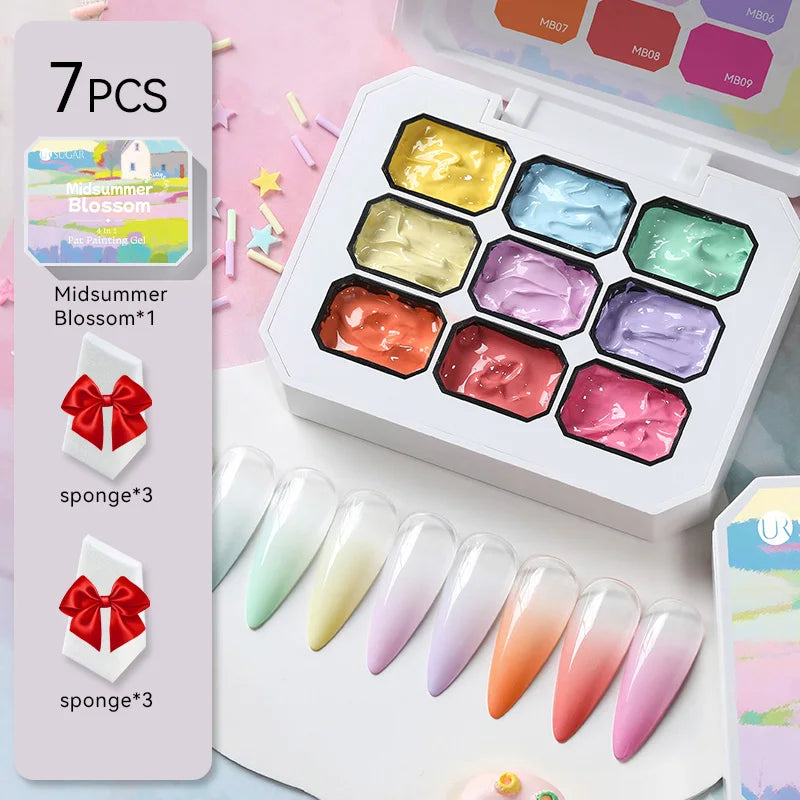 UR SUGAR 9 Colors 4 In 1 Pat Painting Gel Y2K Gradient Blush Color Semi Permanent Soak Off UV&LED Gel Nail Art Creation Salon DI