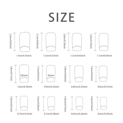 24 PCs Short Square French Heart Simple Nails with 1 Jelly Glue and 1 Nail File