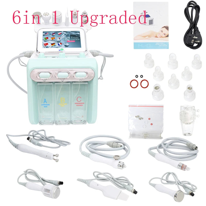 AOKO  hydrogen  6in1  Water Oxygen Jet Hydro Diamond Dermabrasion Machine Facial Microdermabrasion Device for Face Clean