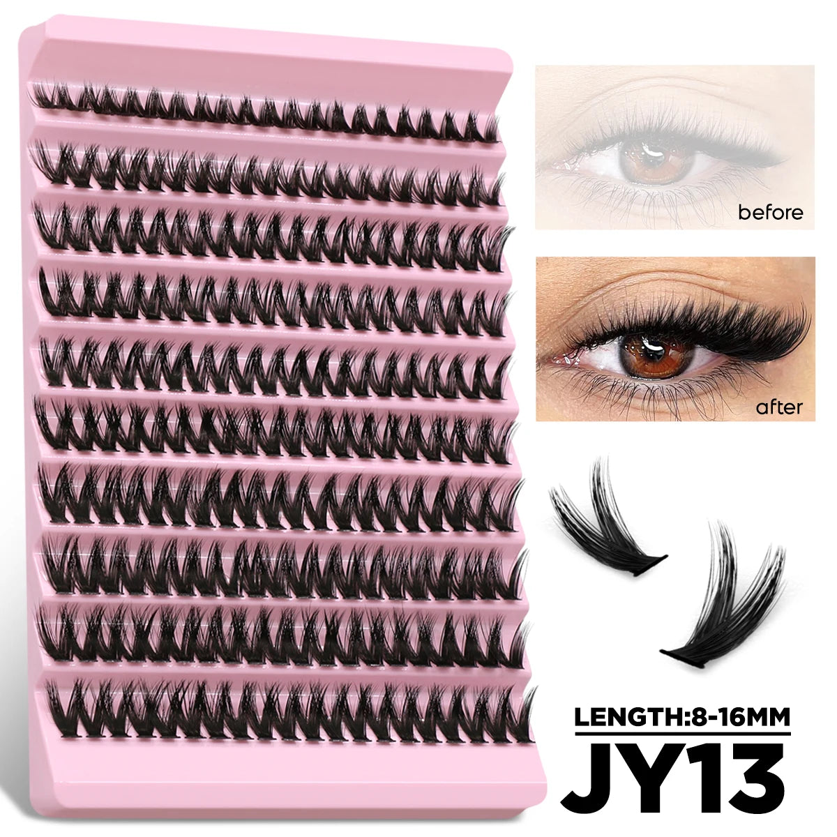 Lash Clusters Set DIY Eyelash Extension Kit Individual False Eyelashes Lash Clusters Bond and Seal and Lash Applicato Makeup