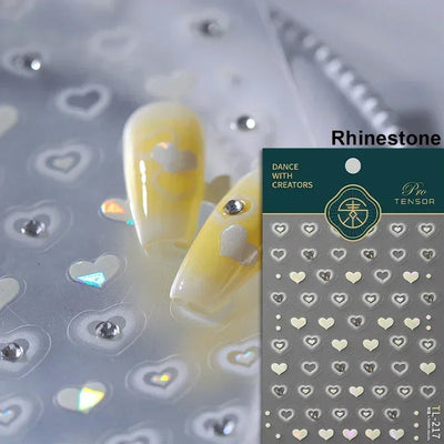 Cat's Eye 5D Gradient European Love Heart Gem Wing Crystal Geometric Colorful Self Adhesive Nail Art Stickers Manicure Decals