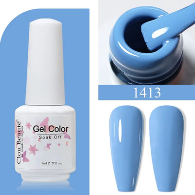 Clou Beaute 8ml Gel Polish Colorful Glitter UV Nail Gel Vernis Semi Permanent Glass Bottle Blue Green White Soak Off Gel Nail