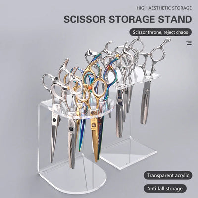 Professional Barber Shears Storage Display Stand Barbershop Scissors Holder Makeup Brushes Organizer Rack Salon Tool Accessories