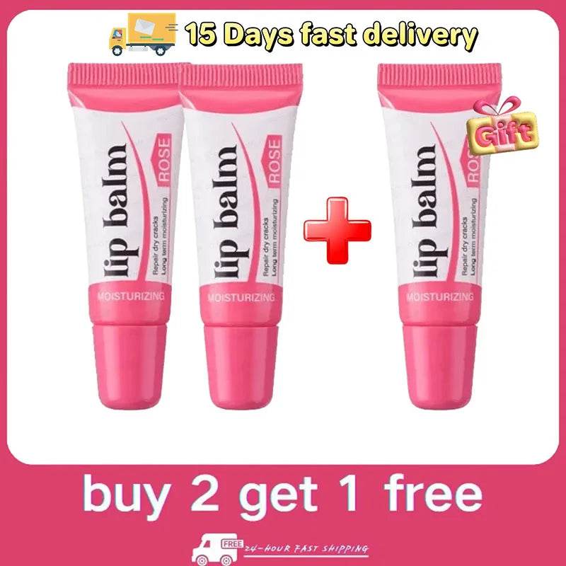 Rose Lip Balm Soft Lasting Nourishment and Moisture for Men and Women Fade Fine Lines Daily Care Lip Balm Clear Beautiful Skin