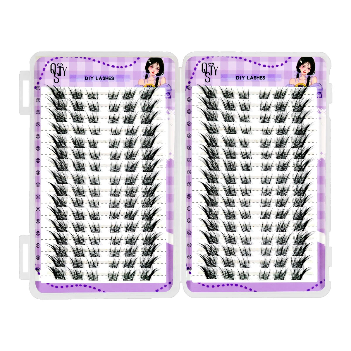 QSTY 32 Rows High Quality Beauty Eyelash Book Eyelash Extension 192-384 PCS Lash Cluster Individual False Eyelashes Clusters