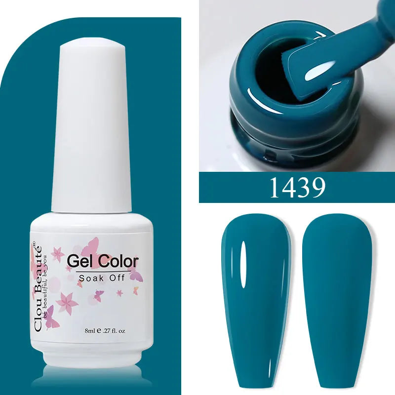 Clou Beaute 8ml Gel Polish Colorful Glitter UV Nail Gel Vernis Semi Permanent Glass Bottle Blue Green White Soak Off Gel Nail