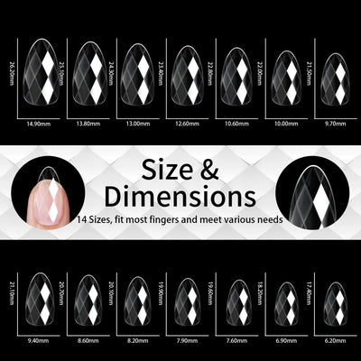 New 120/140pcs Square Almond Coffin Nail Extension Tips Natural Clear Full Cover Nails Dual Form Diamond Soft Gel Nail Tips