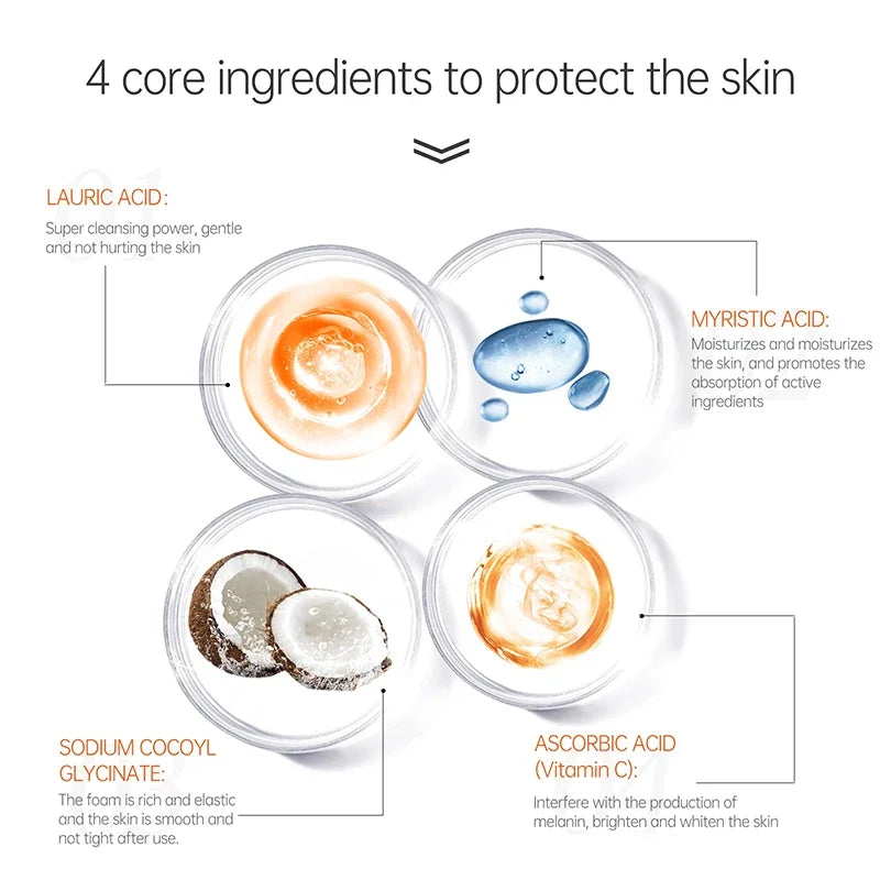 JoyPretty Vitamin C Facial Cleanser Oil Control Exfoliates Deep Cleaning Moisturizing Face Skin Care Cosmetics