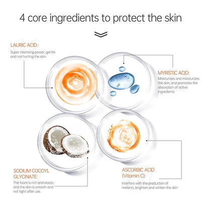 JoyPretty Vitamin C Facial Cleanser Oil Control Exfoliates Deep Cleaning Moisturizing Face Skin Care Cosmetics