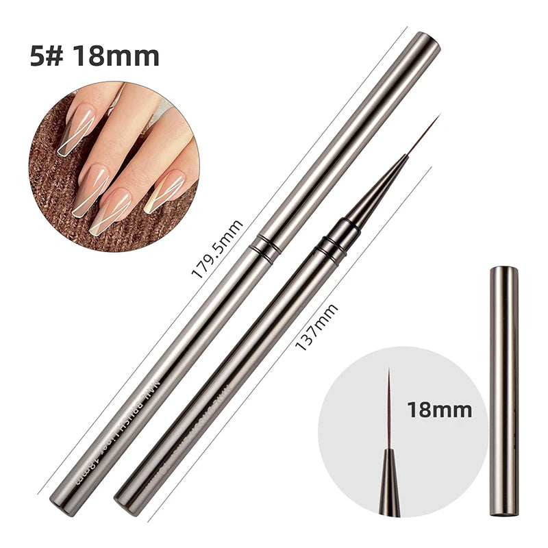 BORN PRETTY Nail Liner Brush DIY Drawing Painting Flower Line Stripes Pen Metal Handle UV Gel Nail Art Brushes Manicure Tool