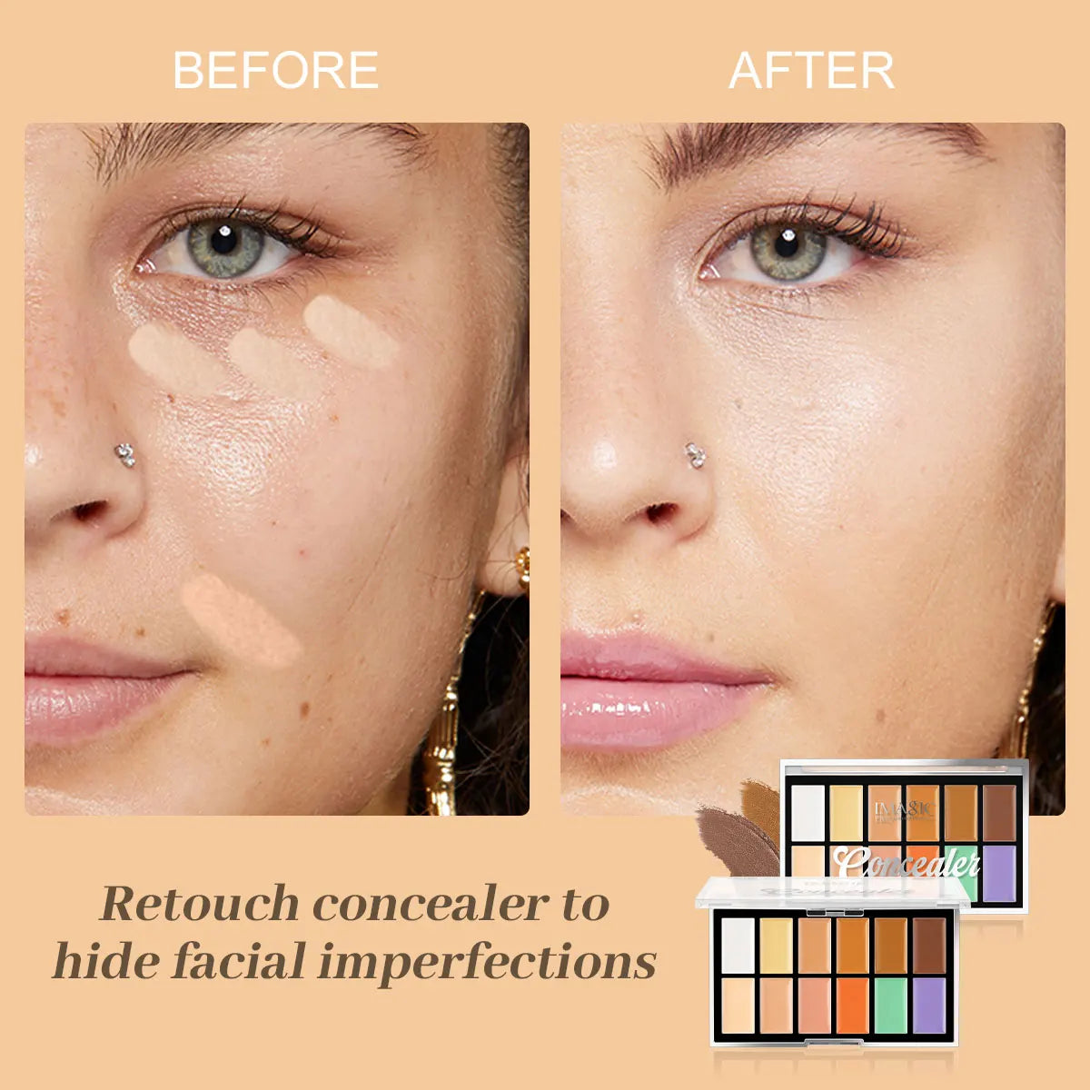 IMAGIC 12-Color Concealer Foundation Cream Covers Acne Marks Dark Circles Full Coverage Suit for All Skin Primer Makeup Cometics