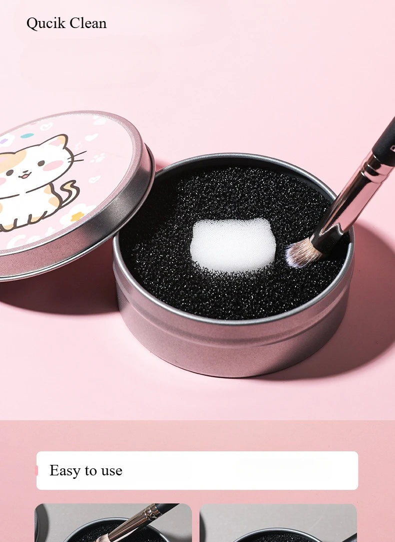 1 Piece Makeup Brush Cleaner Sponges Cosmetic Brush Drying Wash Eyeshadow Color Removal Portable Cleaning Case