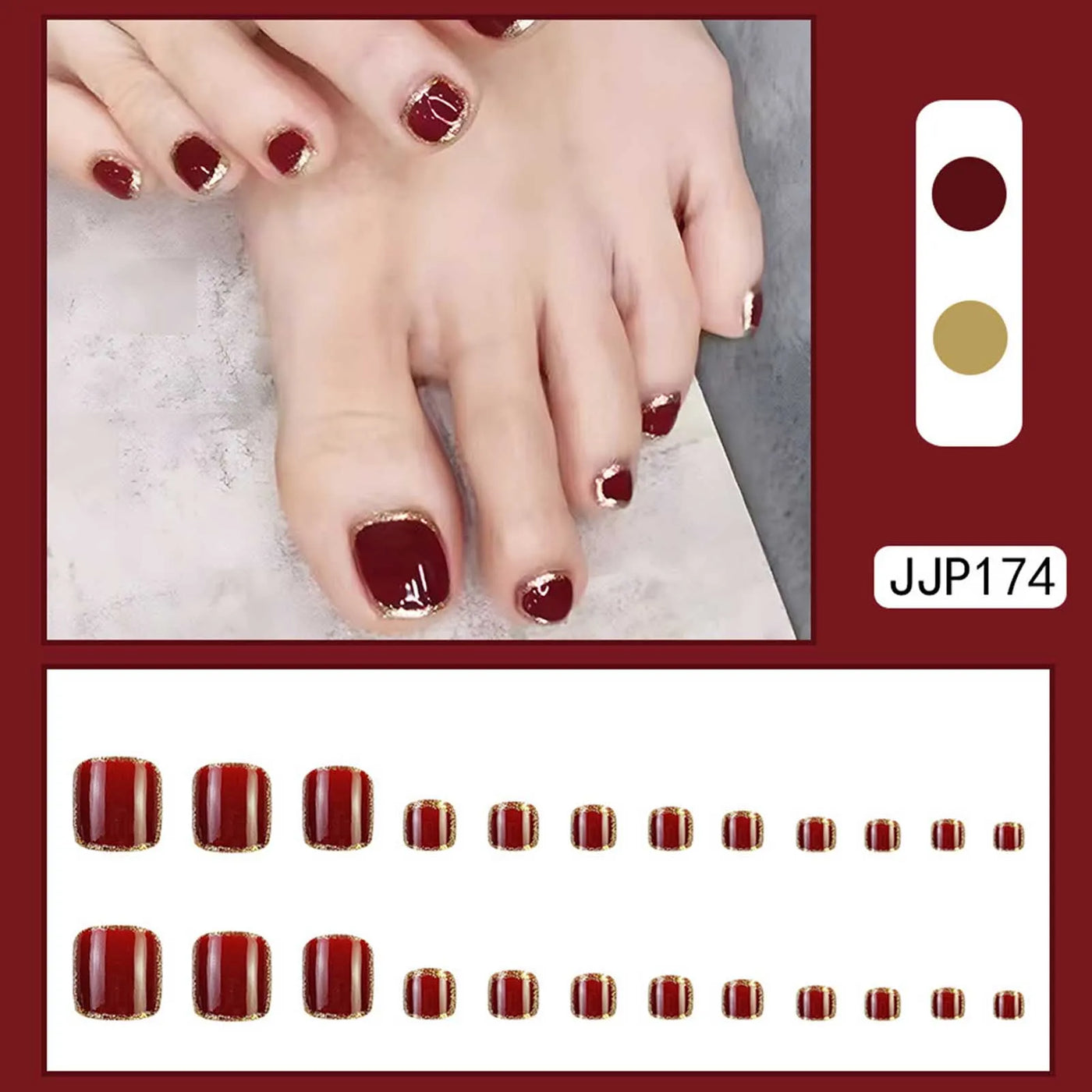 24pcs Gold Glitter Sequins False Toenails Fashion Blue Square Head Artificial Toe Nails Detachable Fake Toe Nails Full Cover