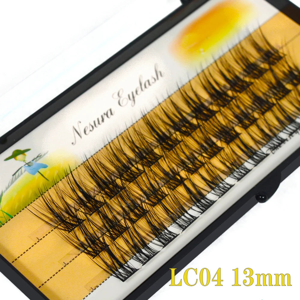 DIY Clusters Eyelash Extension, Dovetail, Segmented Lashes, 36 Volume, 3D Fluffy, Natural, Individual Bundles, LC02-7