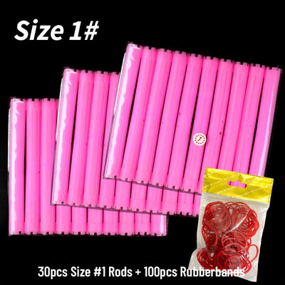 30pcs/set 16.5cm Length Hollow Cold Perm Rods with Rubberbands Extra Long Curler Bars Heatless Rollers Hairdresser Tools 1903