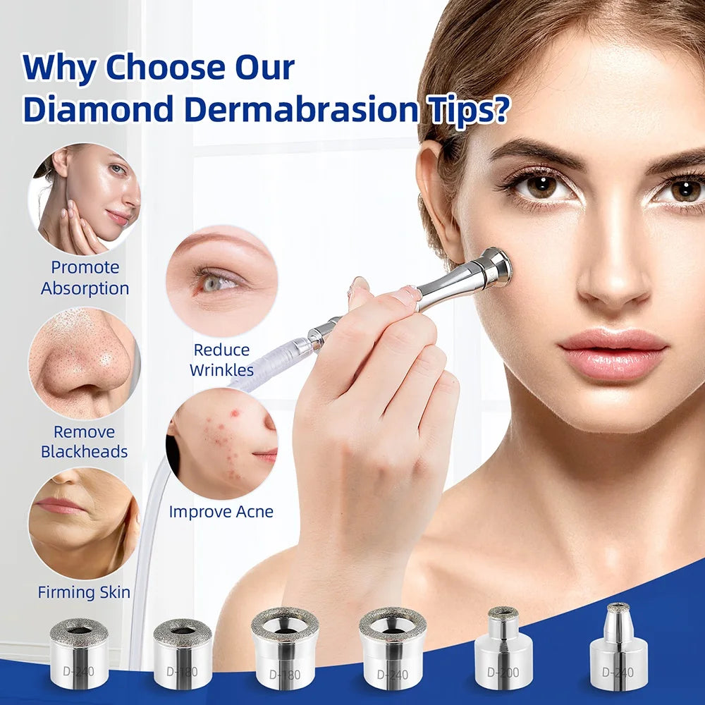 9 Tips 3 Wands Diamond Dermabrasion Accessory Tips For Facial Skin Peeling Blackhead Remover Face Care Beauty