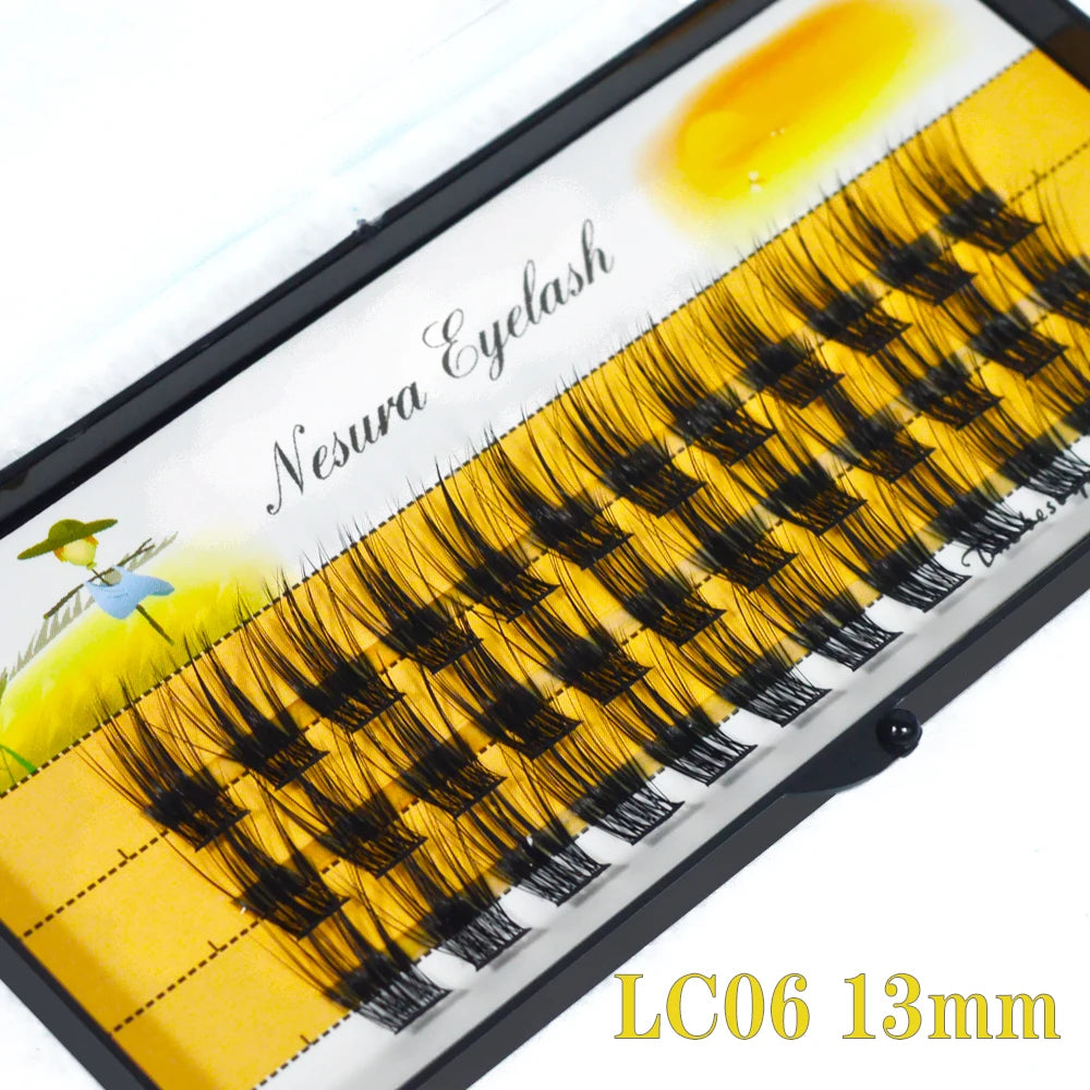 DIY Clusters Eyelash Extension, Dovetail, Segmented Lashes, 36 Volume, 3D Fluffy, Natural, Individual Bundles, LC02-7