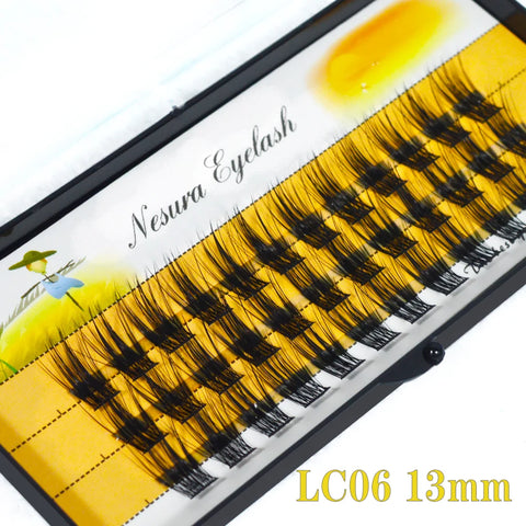 DIY Clusters Eyelash Extension, Dovetail, Segmented Lashes, 36 Volume, 3D Fluffy, Natural, Individual Bundles, LC02-7