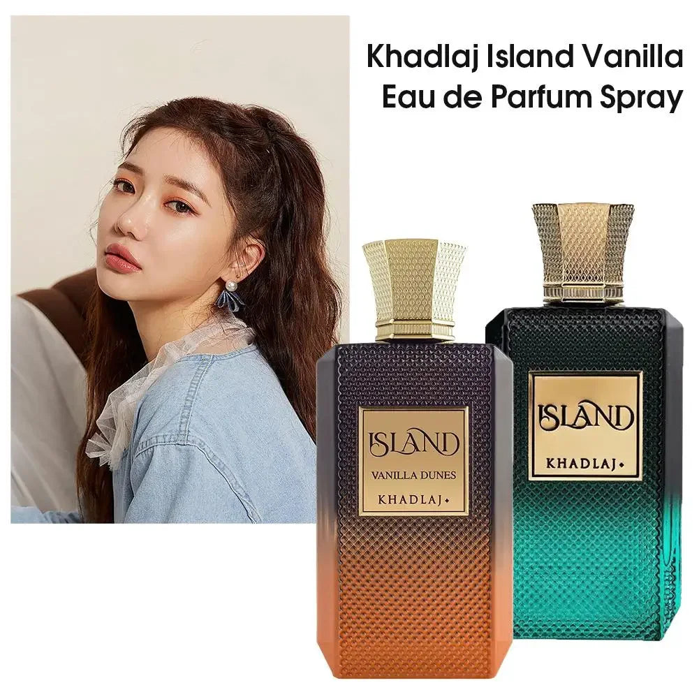 100ML Khadlaj Island Vanilla Eau De Parfum Spray Oriental Tune Long Lasting Men Perfume Dubai Arabia Parfums