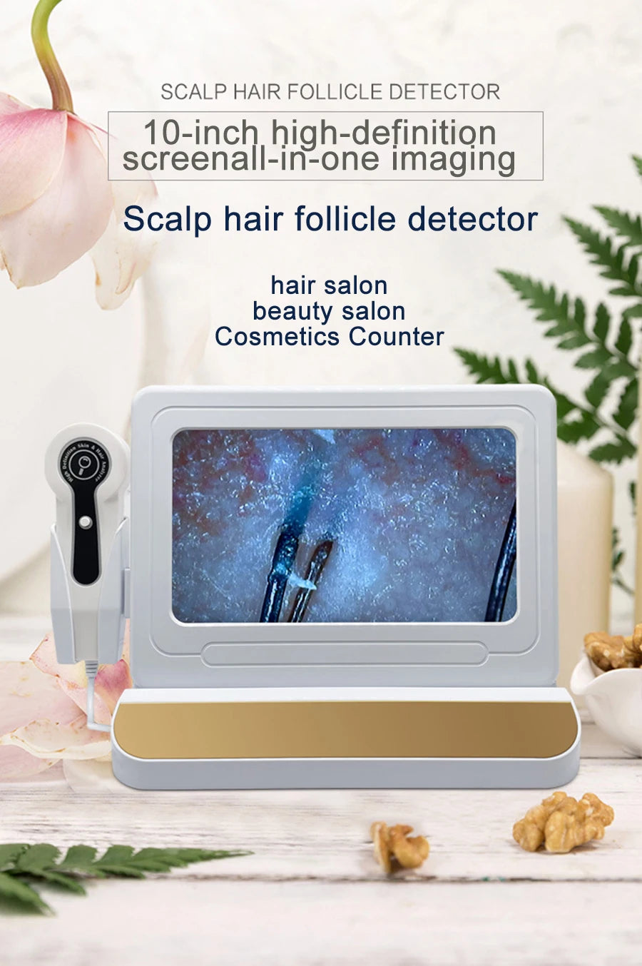 NEW 10 Inch LCD Skin&Hair Scalp Analyzer Detector Digital Microscope Magnifier Skin Hair Blackhead Follicle Detection 50X-200X