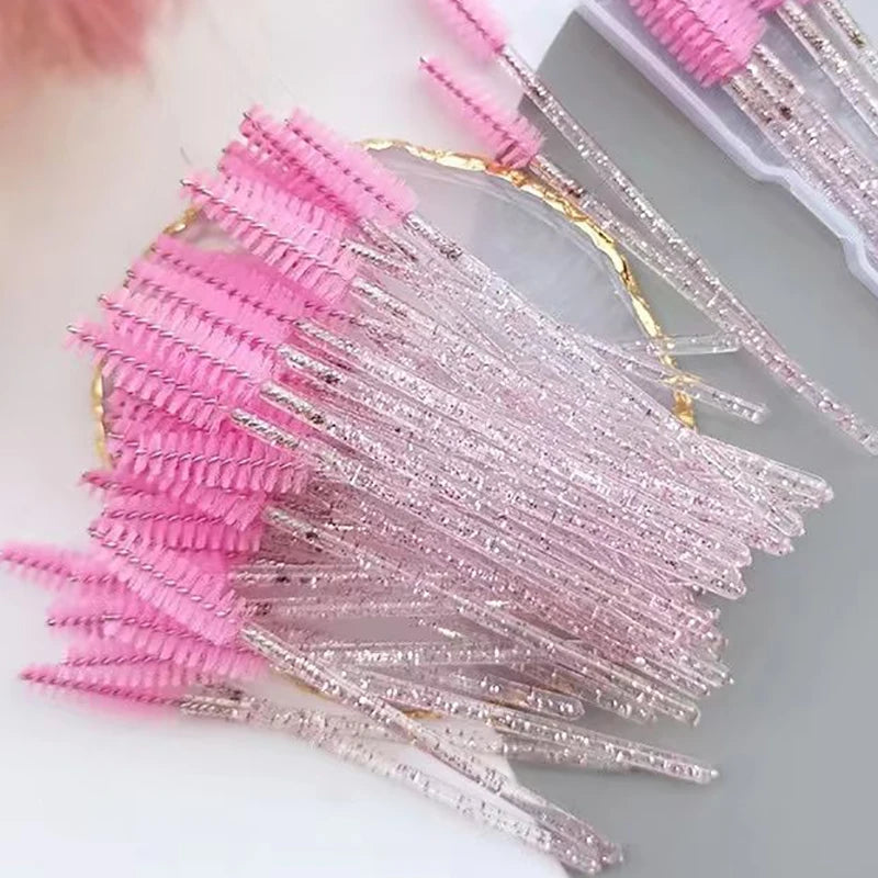 50Pcs Disposable Eyelash Wands Brush Comb Eye Lashes Extension Accessories Mascara Wand Makeup Professional Beauty Tool