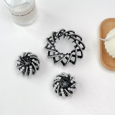 Women Bun Crystal Hair Claw Bird Nest Ponytail Buckle Ponytail  Holdedr Hair Clip DIY Bun Maker Female Hair Accessories