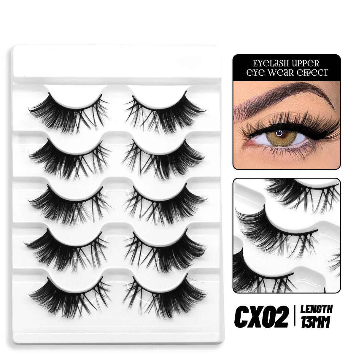 GROINNEYA Cat Eye Lashes Natural long Manga Lashes Faux Mink Eyelashes Winged End Eye Elongated Eyelashes Fake Lashes Soft