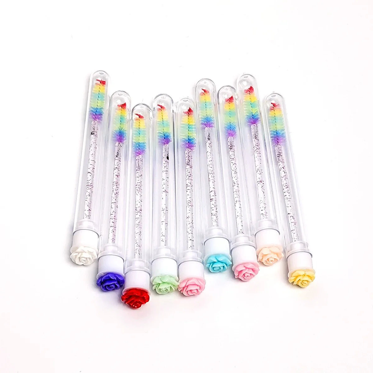 50pcs Reusable Eyebrow Brush Tubes Eyelash Brush Eyelash Mascara Wands Replaceable Dust-proof Rose Bottom Makeup Brush LAUKISS