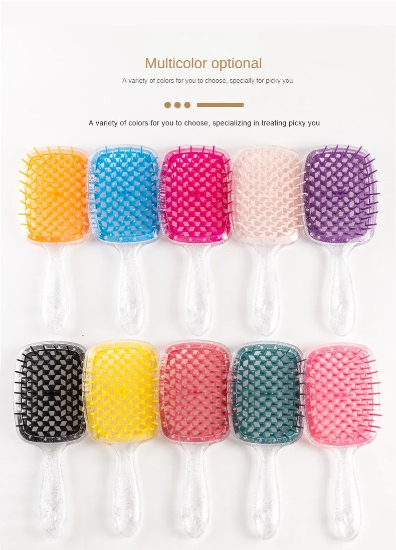 Flash Tangled Hair Comb Detangling Hair Brush Massage Combs Hollow Out Wet Curly Hair Brush Barber Comb Salon Hair Styling Tools