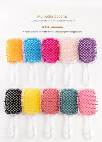 Flash Tangled Hair Comb Detangling Hair Brush Massage Combs Hollow Out Wet Curly Hair Brush Barber Comb Salon Hair Styling Tools