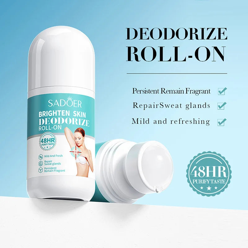 SADOER Deodorizing Body Lotion Roll-On Bead Deodorize Armpits Refreshing Body Skin Brightening Underarm Anti Sweating Odor Cream